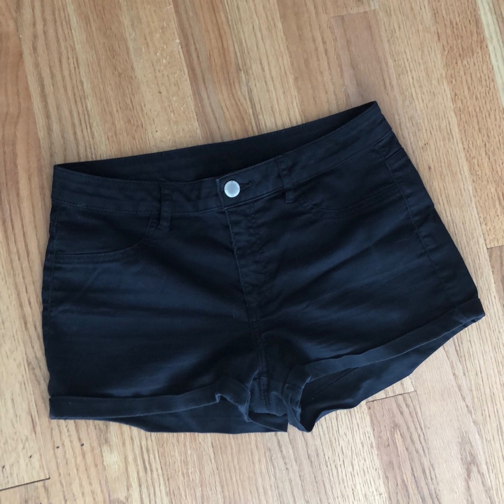 Divided Black Stretchy Jean Shorts